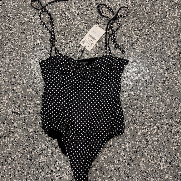NWT Zara polka dot bodysuit black S - Picture 4 of 5